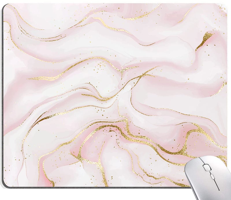KUOSGM Mouse Pad  Pink Marble with Gold Glitter Wave Mouse Pad Rectangle Custom Designs  Waterproof Anti-Slip Rubber Mousepad Office Accessories Desk Decor Wireless Mouse Pads for Computers Laptop - Image 1